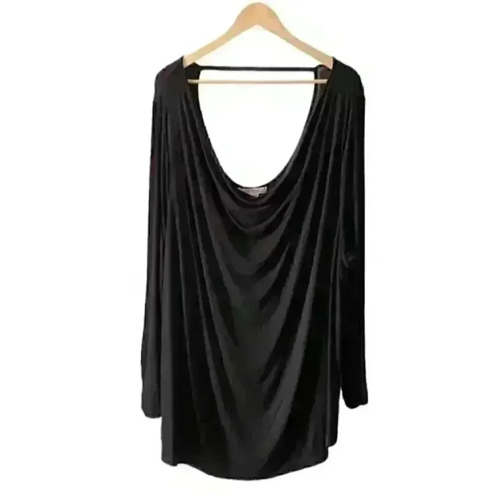 In Every Story Top Draped Fit Open Back Loose Fit Blouse Top Black Size 4X